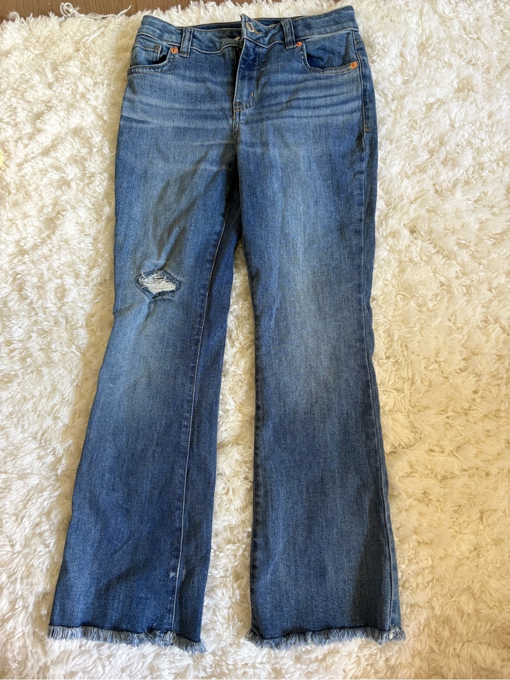 Cat & Jack Girls' Blue Distressed Flare Jeans